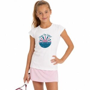 Little Miss Tennis Girls White Chase The‎ Sunset Graphic Tee SS146 XXS NWT